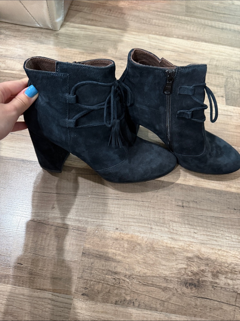 Nero Giardini Black Suede Tassel Ankle Boots